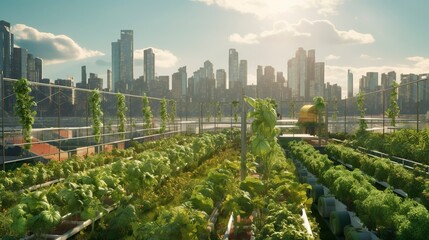 Obraz premium A photo of a sustainable urban farm with eco-friendly