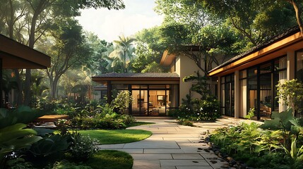 Fototapeta premium Picturesque Bungalow Surrounded by Nature