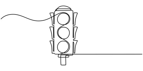 Continuous editable drawing of traffic light. One line drawing background. Vector illustration. Traffic light in one line style, One line drawing of a traffic light, Light traffic one line continuous.