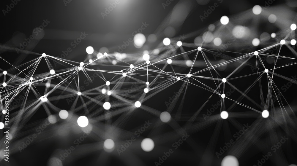 Poster technology digital data black and white abstract background, technology digital cyberspace with part