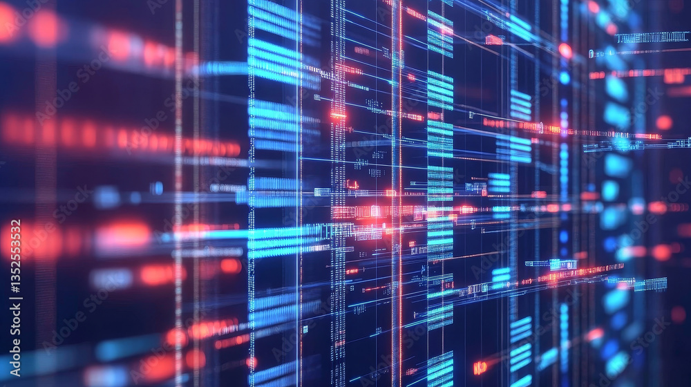 Poster digital cyberspace geometric background with particles, digital data network connections and cyber s