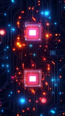 Obraz premium Glowing Circuit Board Processors.