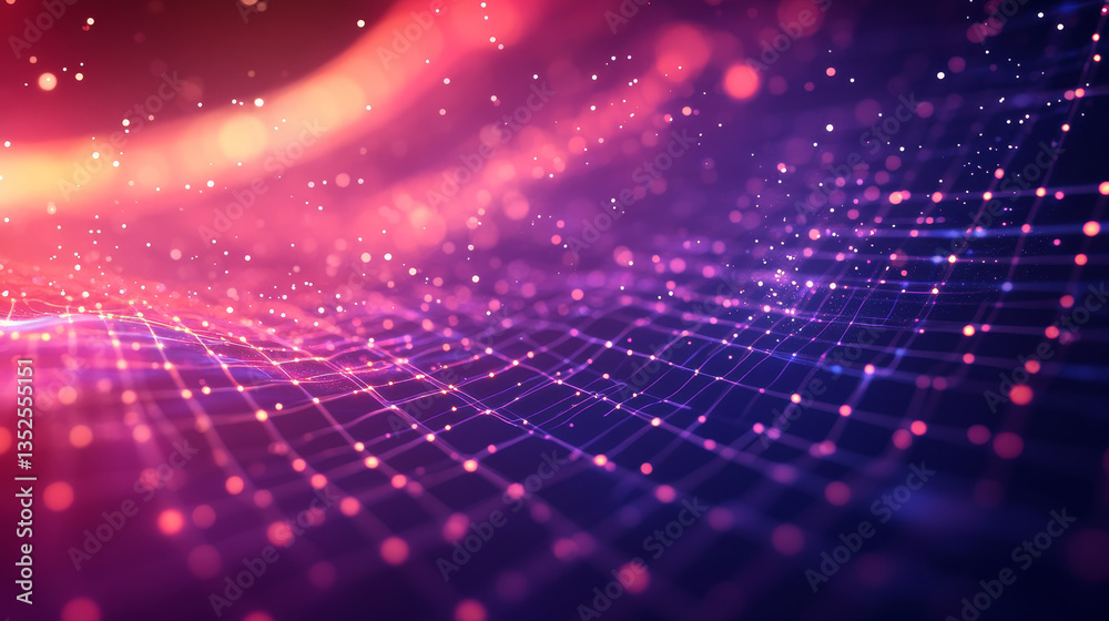 Poster digital matrix particles and grid abstract background