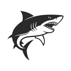 Aggressive shark graphic in a bold stencil style. Ideal for ocean-themed art, decals, or merchandise designs.