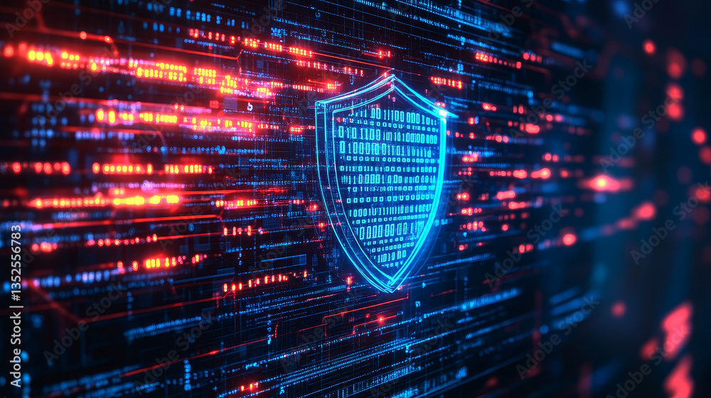 Poster digital technology concept cyber security data protection internet network connection. the prominent