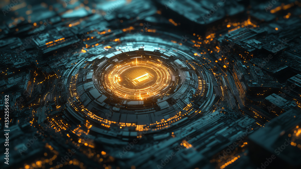 Poster shield icon of cyber security digital data, technology global network digital data protection, futur