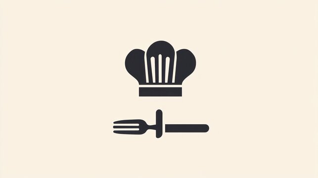 Chef's Hat and Fork Icon, Culinary Symbol, Restaurant Logo Concept
