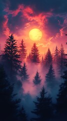 Warm morning light beaming through autumn trees high resolution picture