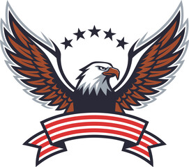 eagle head with american flag badge vector illustration.