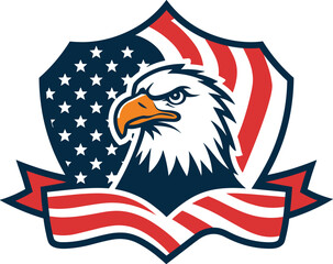 eagle head with american flag badge vector illustration.