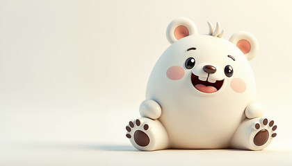 Cute Polar Bear Cub Sitting with Chubby Cheeks and Happy Grin