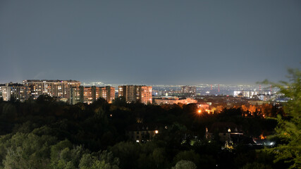 Night city landscape. Almaty, Kazakhstan. Panoramic view.