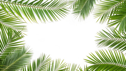 Obraz premium A botanical palm leaf arrangement on a simple white background, offering a fresh and stylish tropical aesthetic