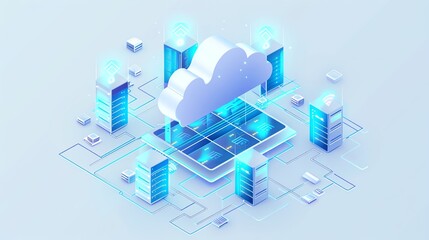 White Background Illustration of Cloud Architecture
