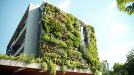 A photo of a vertical garden on the exterior of a building