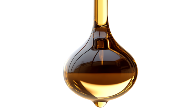 Dripping golden oil isolated on a white background, vector illustration, clipart design with clipping path PNG
