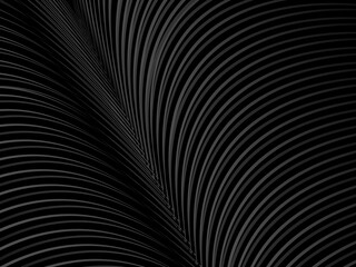 Abstract gradient gray geometric wave lines on black background. Shiny gray futuristic pattern. Futuristic technology concept, suitable for covers, posters, banners, flyers, websites, etc.