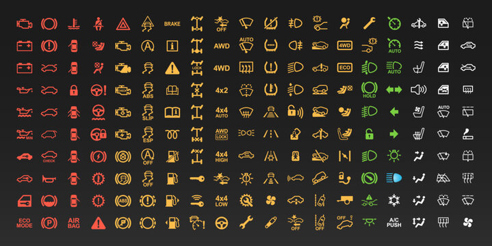 190 Vector Car Warning Lights & Icons