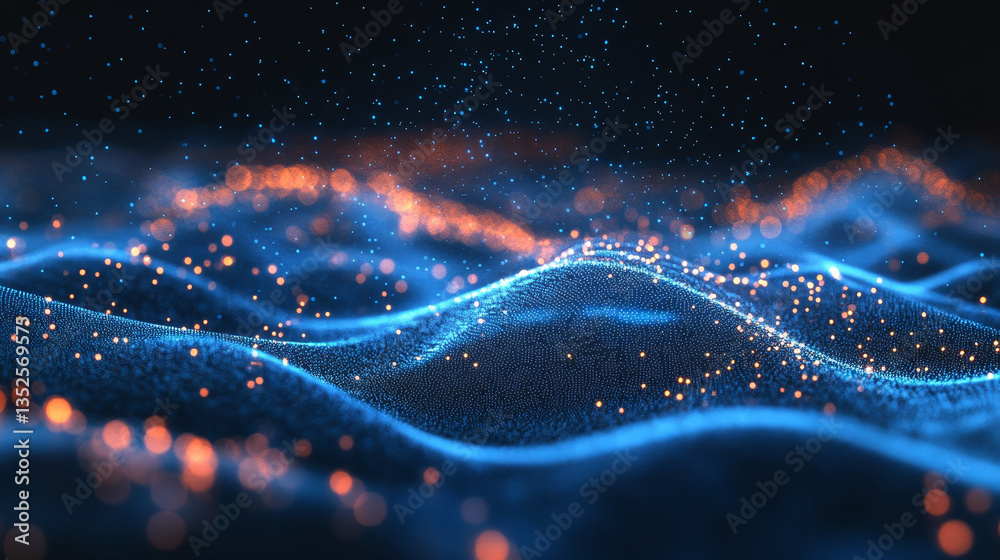 Poster abstract wave technology background. connection structure. big data visualization and business. inte