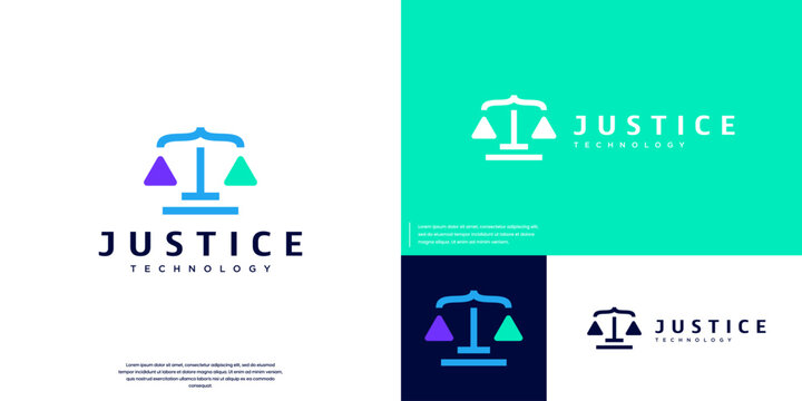 law firm logo with digital concept technology, service, democracy, vector design illustration.