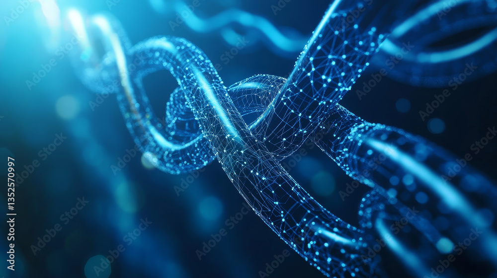 Poster futuristic technology of the digital data matrix, blockchain network connection, and data analysis, 
