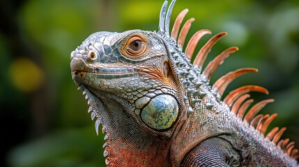 Fototapeta premium a green iguana in the wild 