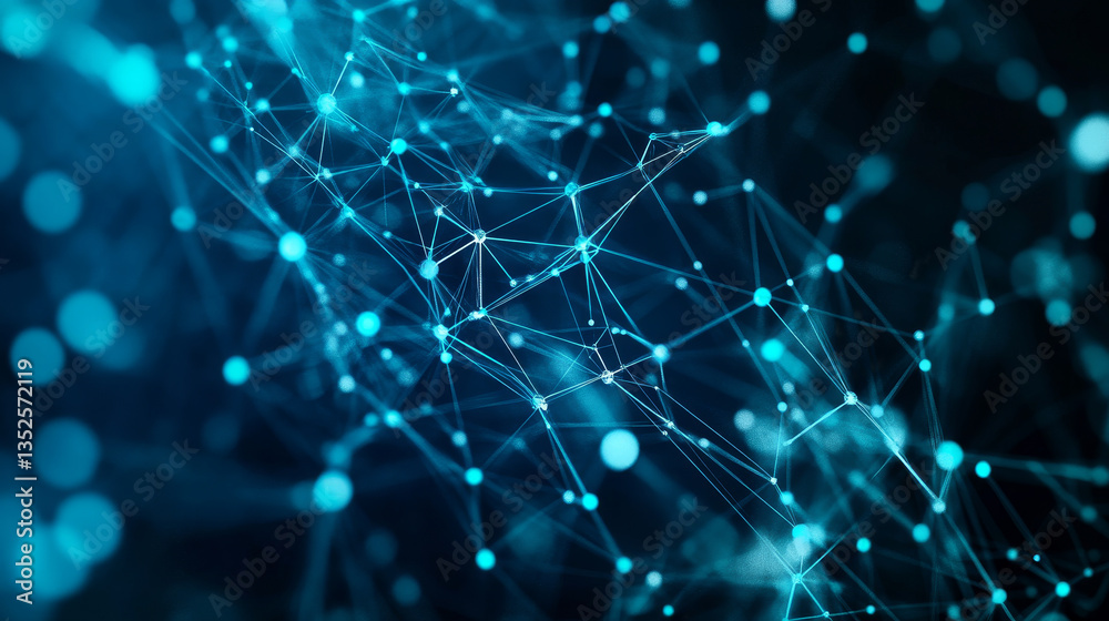 Poster digital data network with lines and dots connection, technology network and social connection abstra