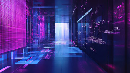 Digital cyberspace with particles and digital data network connections. High-speed connection data analysis future background concept.