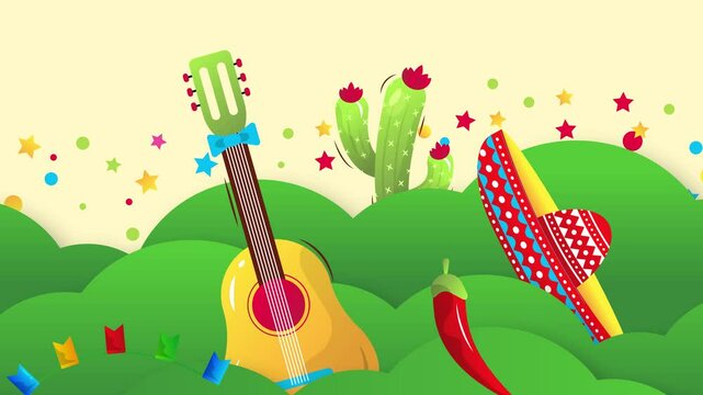Cinco de Mayo Mexican Festival Animated Horizontal Background