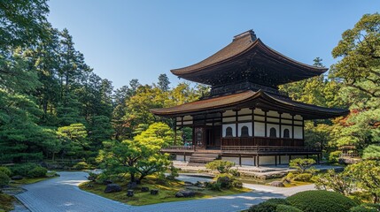 Fototapeta premium a beautiful Japanese temple in the forest 