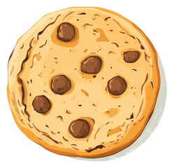 Fototapeta premium A delicious looking chocolate chip cookie is depicted on white background