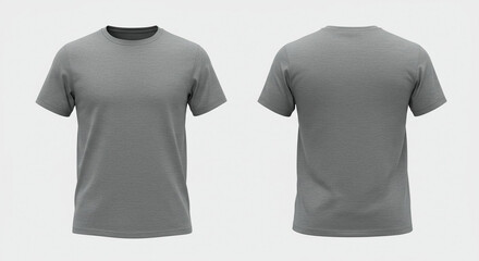 Heather Gray Crew Neck T Shirt Mockup Front and Back View Ready for Design