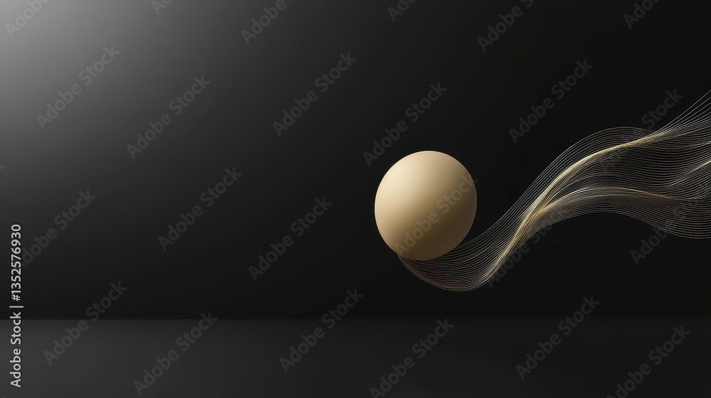 Poster a smooth golden sphere seemingly floats within flowing abstract lines