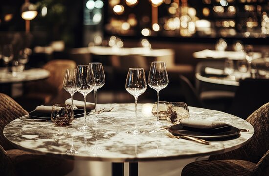 A close up image of a fine dining restaurant table setting