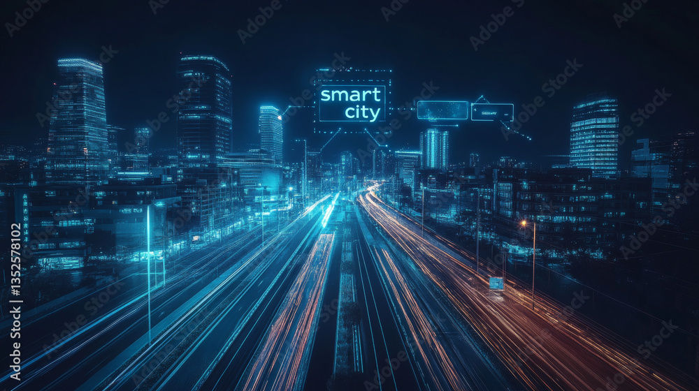 Poster smart city with wi-fi connection conceptual, technology 5g communication concept. futuristic data ne
