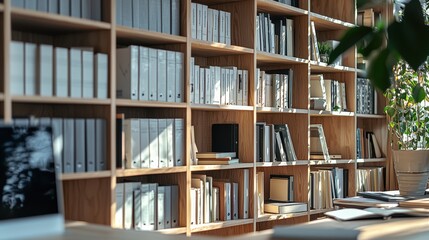 a bookshelf filled with books 