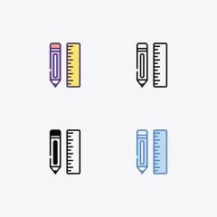 pencil ruler vector icons set stock illustration