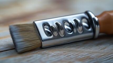 AI generator image of Paintbrush, Renovation concept  Paintbrush dripping green paint, Tiny sample paint cans during house renovation, process of choosing paint for the walls, different white colors 