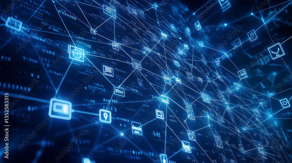 Poster cloud and edge computing technology concepts with cybersecurity data protection. icons and polygons 