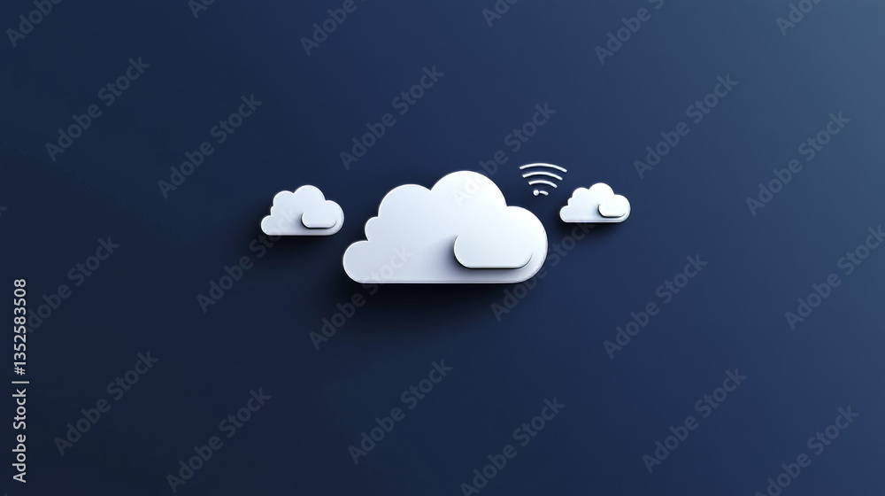 Poster cloud and edge computing technology concept with cybersecurity data protection system. three large c