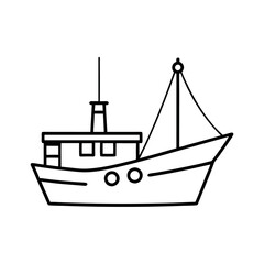 Trawler Black Vector Illustration for Commercial Use

