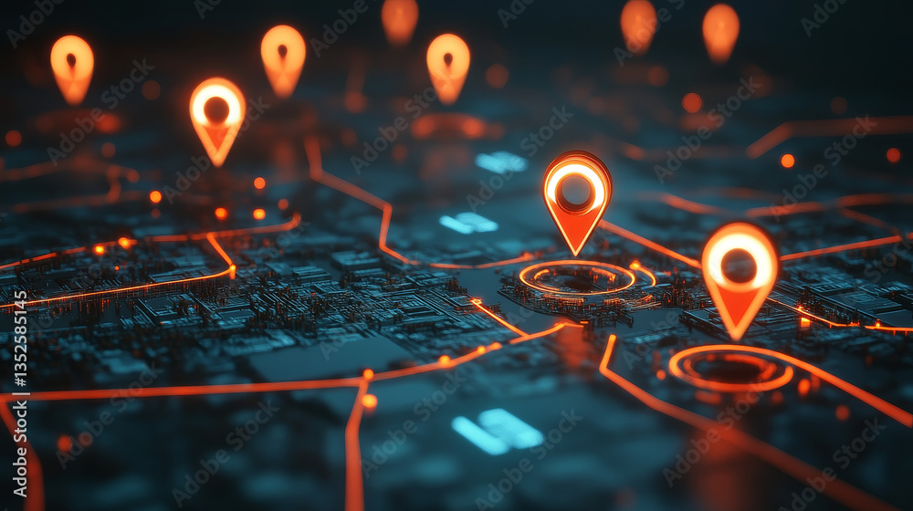 Poster technology digital cyberspace and global network connection tracking gps, graphic dashboard head-up 