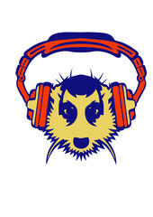 Fototapeta premium suricate casque de musique audio gueule