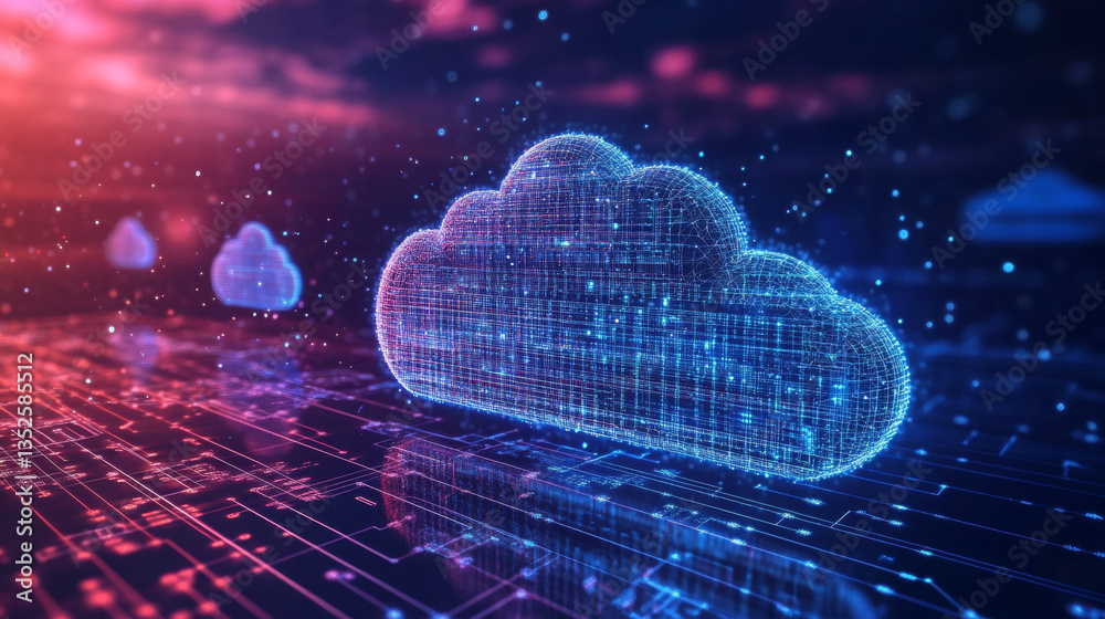 Poster cloud computing illustration,flat style.data storage device,media server.web hosting and cloud techn