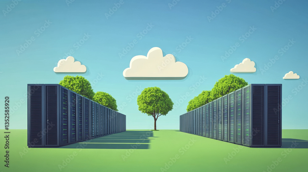 Poster cloud computing,flat outline style.line art.data storage device,media server.web hosting and cloud t