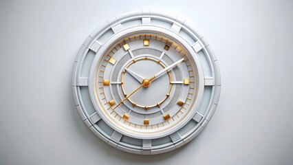 White and Gold Clock on White Background
