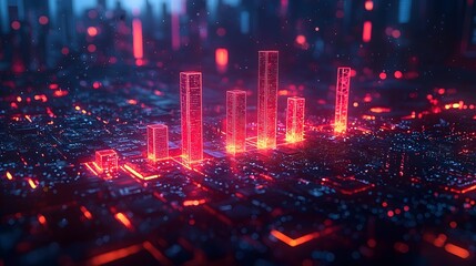 Glowing data visualization of a futuristic cityscape