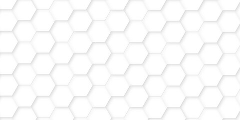 Fototapeta premium White and gray hexagon futuristic technology honeycomb pattern vector design. futuristic geometry pattern honeycomb mosaic and tile texture. Geometric mesh minimal clean gradient color for wallpaper.