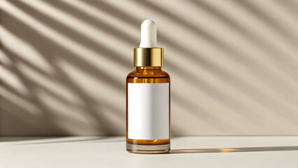 Minimalist Serum Bottle with Blank Label, Beauty and Cosmetic Concept