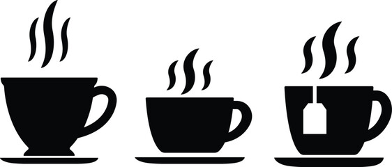 Coffee and Tea Related cup icon in flat set isolated on transparent background